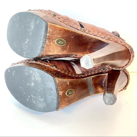 FRYE Leather Dara Stitch Campus Platform Cut Out Sandals—SZ. 10 - Picture 9 of 13